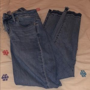 fringe hem calvin klein light wash skinny jeans